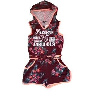 Floral Girls Romper with Hoodie, Size: 10/12